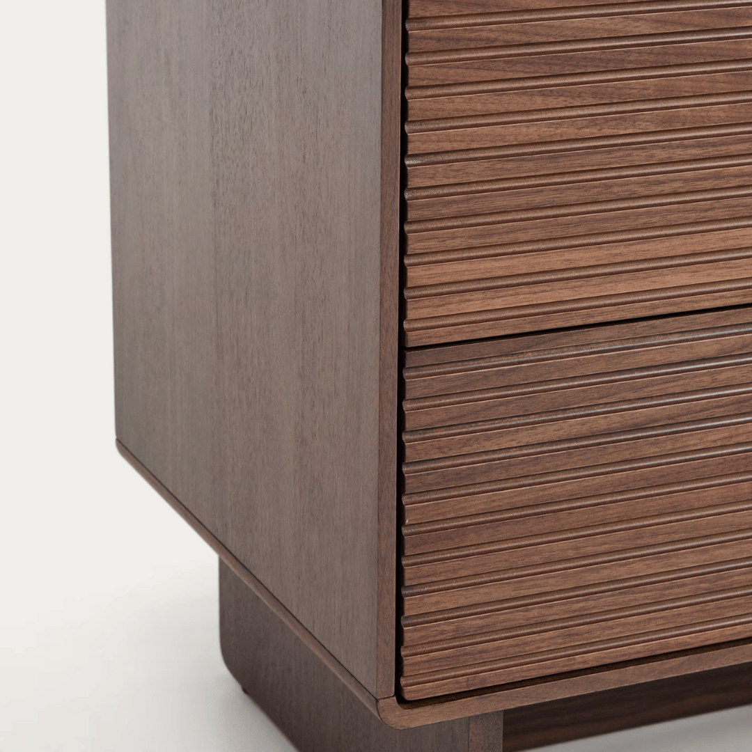 Table de chevet en noyer brun de style Mid-Century pour chambre à coucher