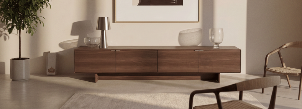Meuble TV en noyer brun Mid-Century pour salon