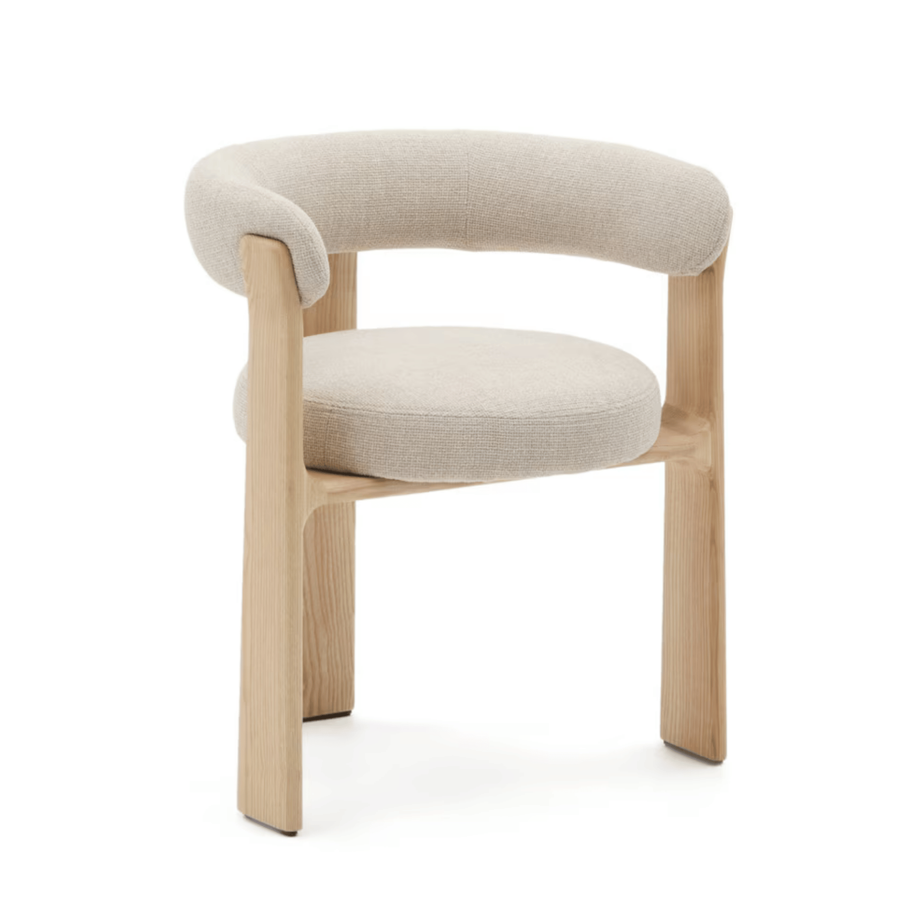 Chaise de salle à manger Mid-Century en frêne naturel avec mousse haute densité et pieds en bois pour salle à manger