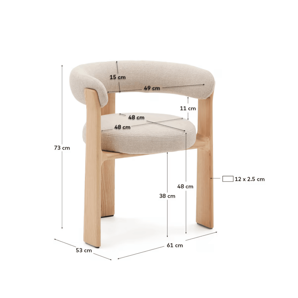 Chaise de salle à manger Mid-Century en frêne naturel avec mousse haute densité et pieds en bois pour salle à manger