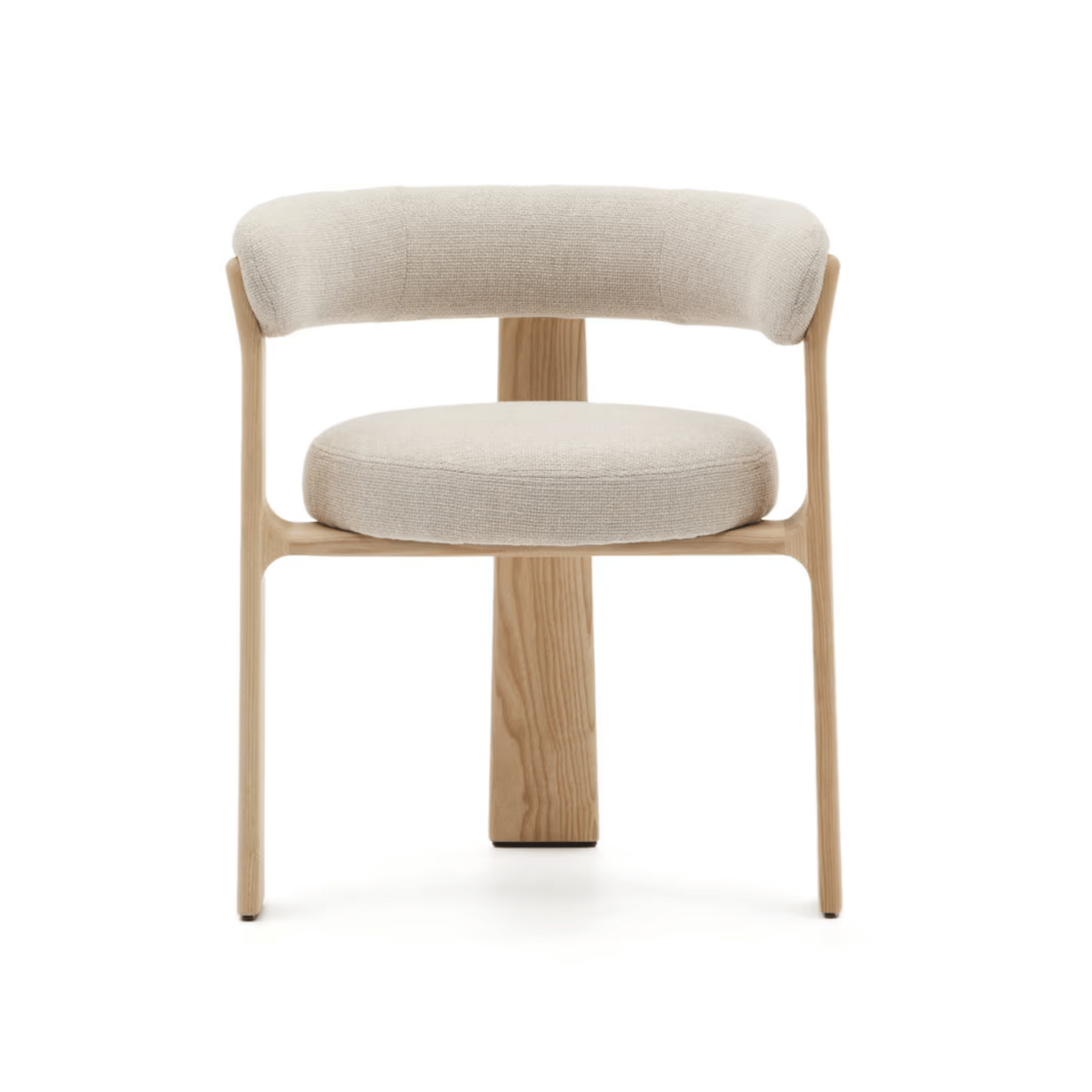 Chaise de salle à manger Mid-Century en frêne naturel avec mousse haute densité et pieds en bois pour salle à manger