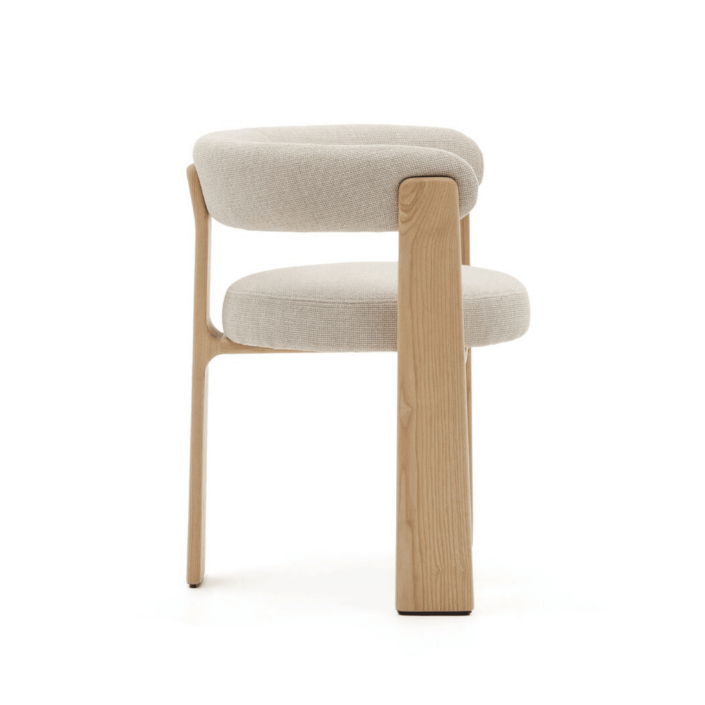 Chaise de salle à manger Mid-Century en frêne naturel avec mousse haute densité et pieds en bois pour salle à manger