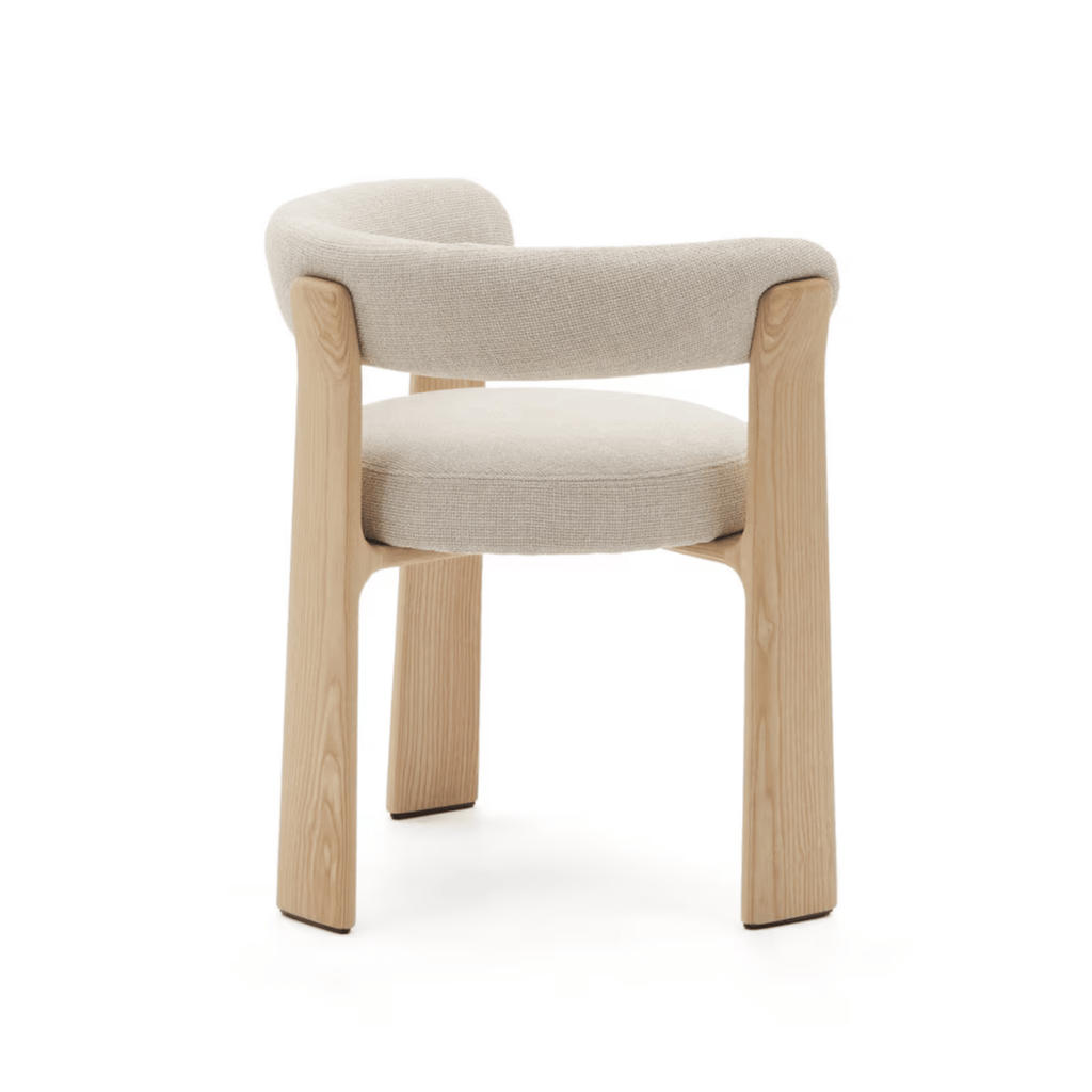 Chaise de salle à manger Mid-Century en frêne naturel avec mousse haute densité et pieds en bois pour salle à manger