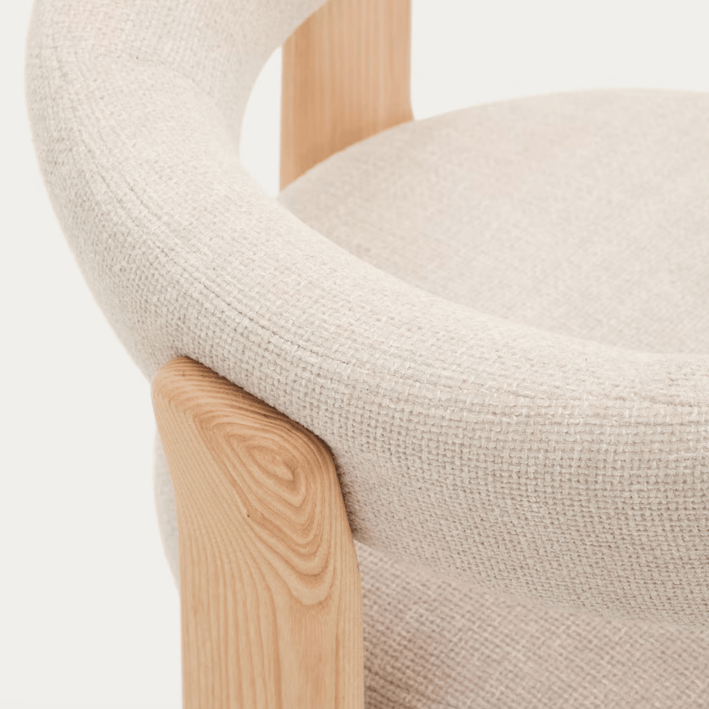 Chaise de salle à manger Mid-Century en frêne naturel avec mousse haute densité et pieds en bois pour salle à manger