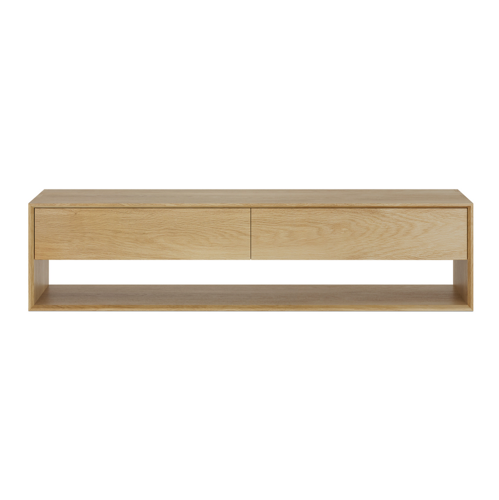 Meuble TV en chêne naturel avec rangements pour salon