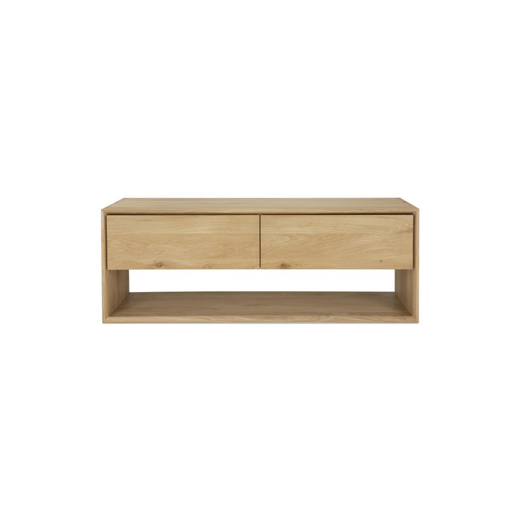 Meuble TV en chêne naturel avec rangements pour le salon