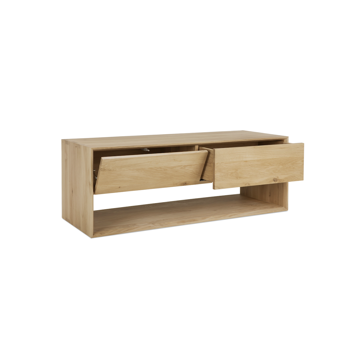 Meuble TV en chêne naturel avec rangements pour le salon