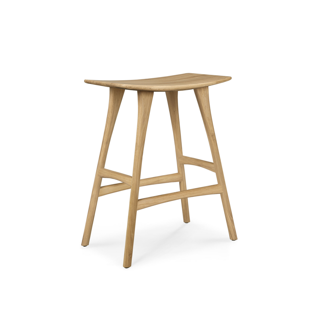 Tabouret de bar moderne en chêne avec dossier pour cuisine
