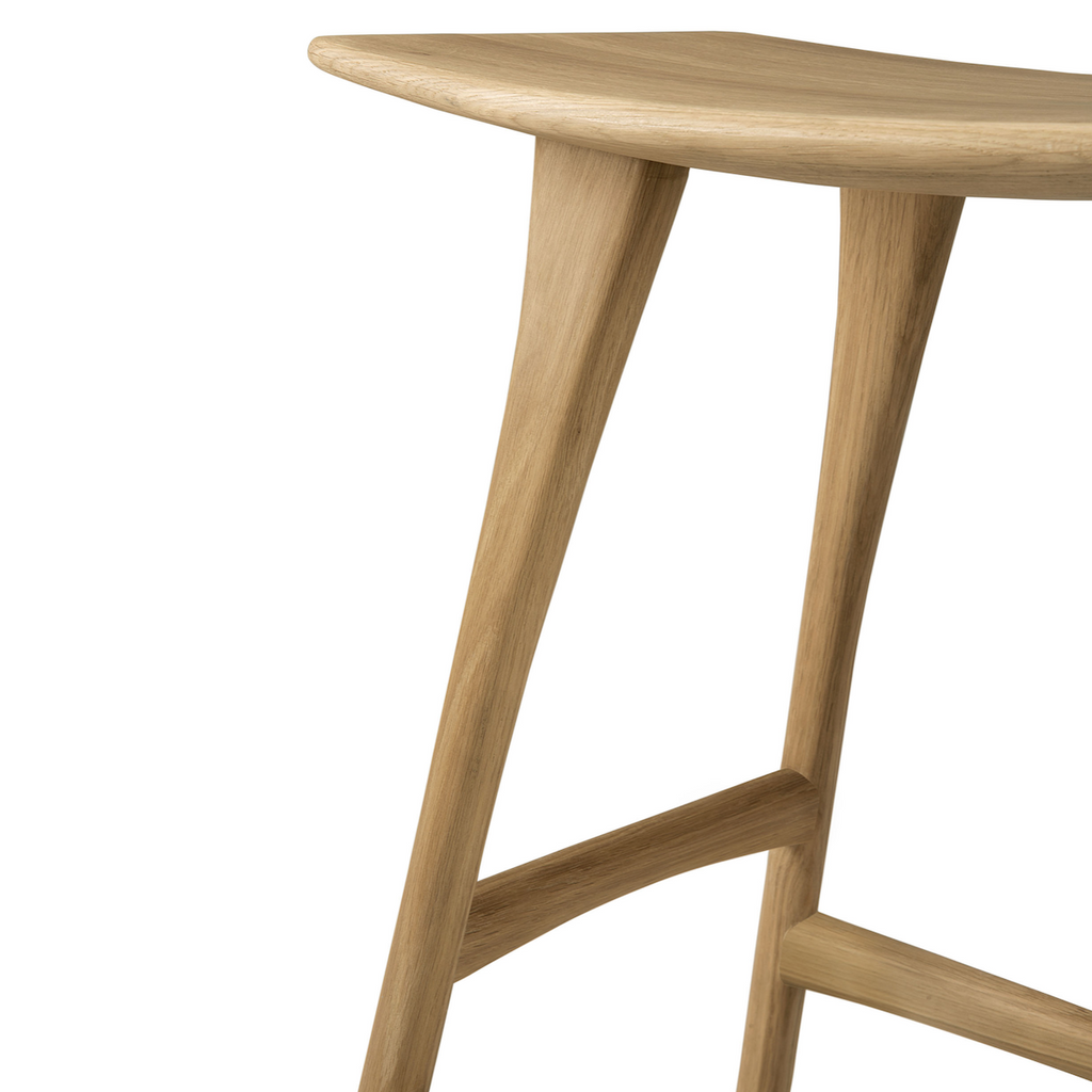 Tabouret de bar moderne en chêne avec dossier pour cuisine