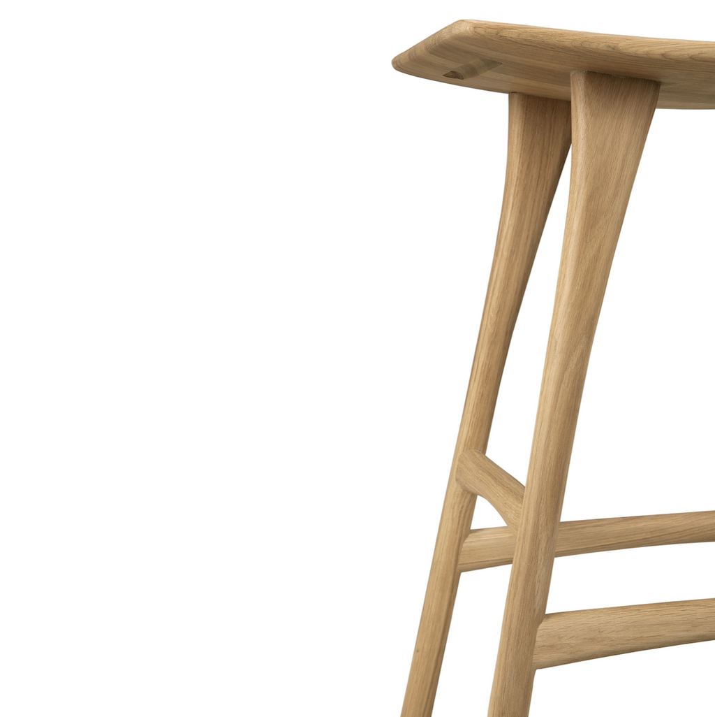 Tabouret de bar moderne en chêne avec dossier pour cuisine