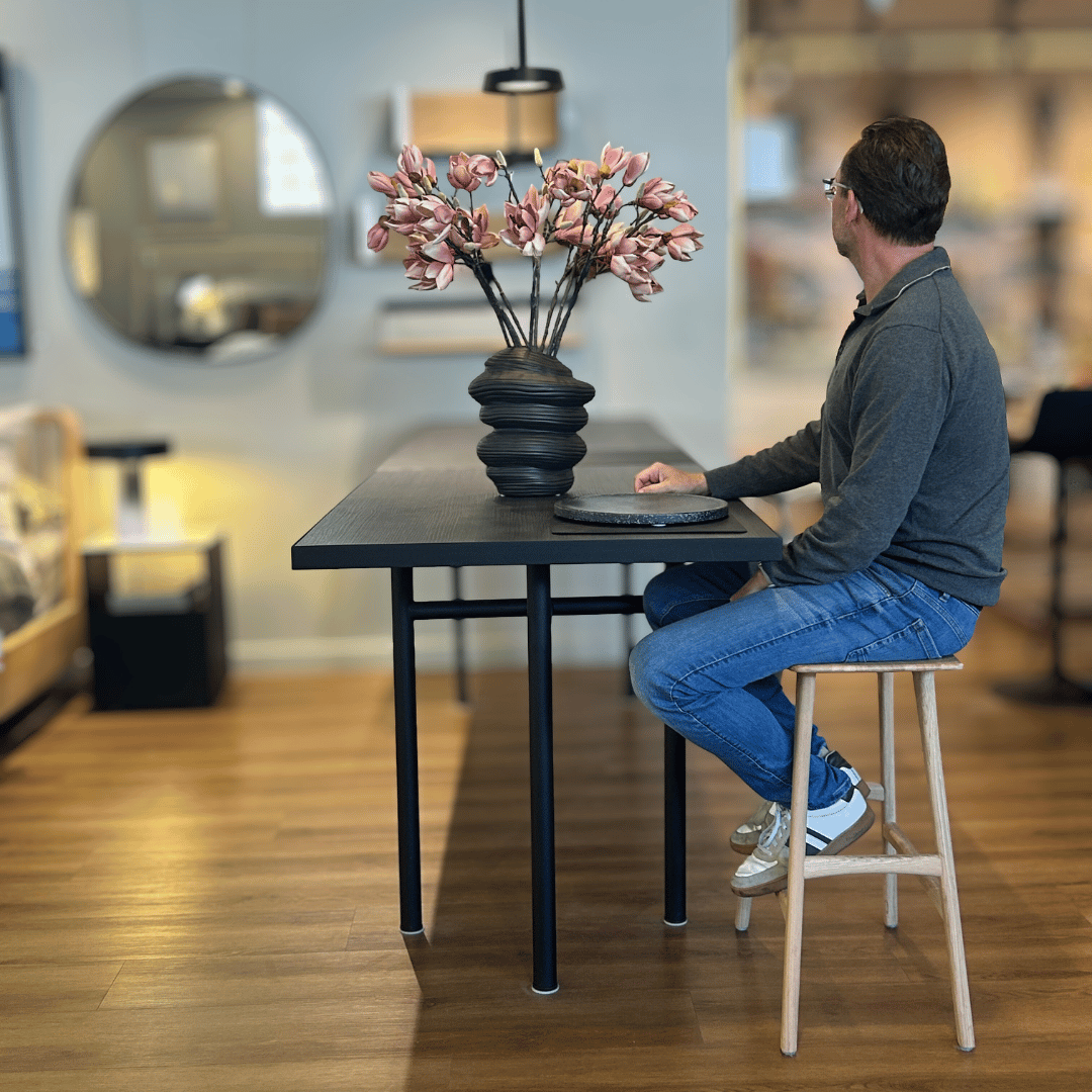 Tabouret de bar moderne en chêne avec dossier pour cuisine