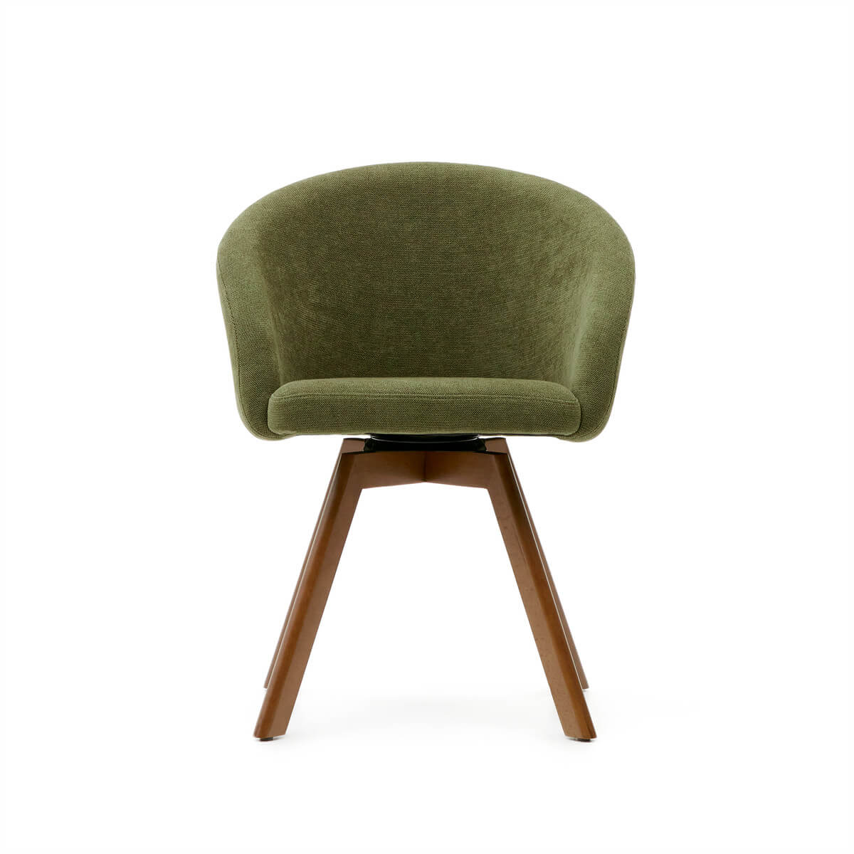 Chaise de salle à manger pivotante Mid-Century en noyer vert avec pieds en bois