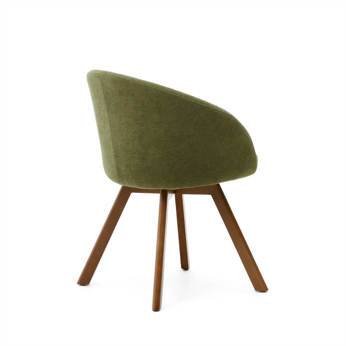 Chaise de salle à manger pivotante Mid-Century en noyer vert avec pieds en bois