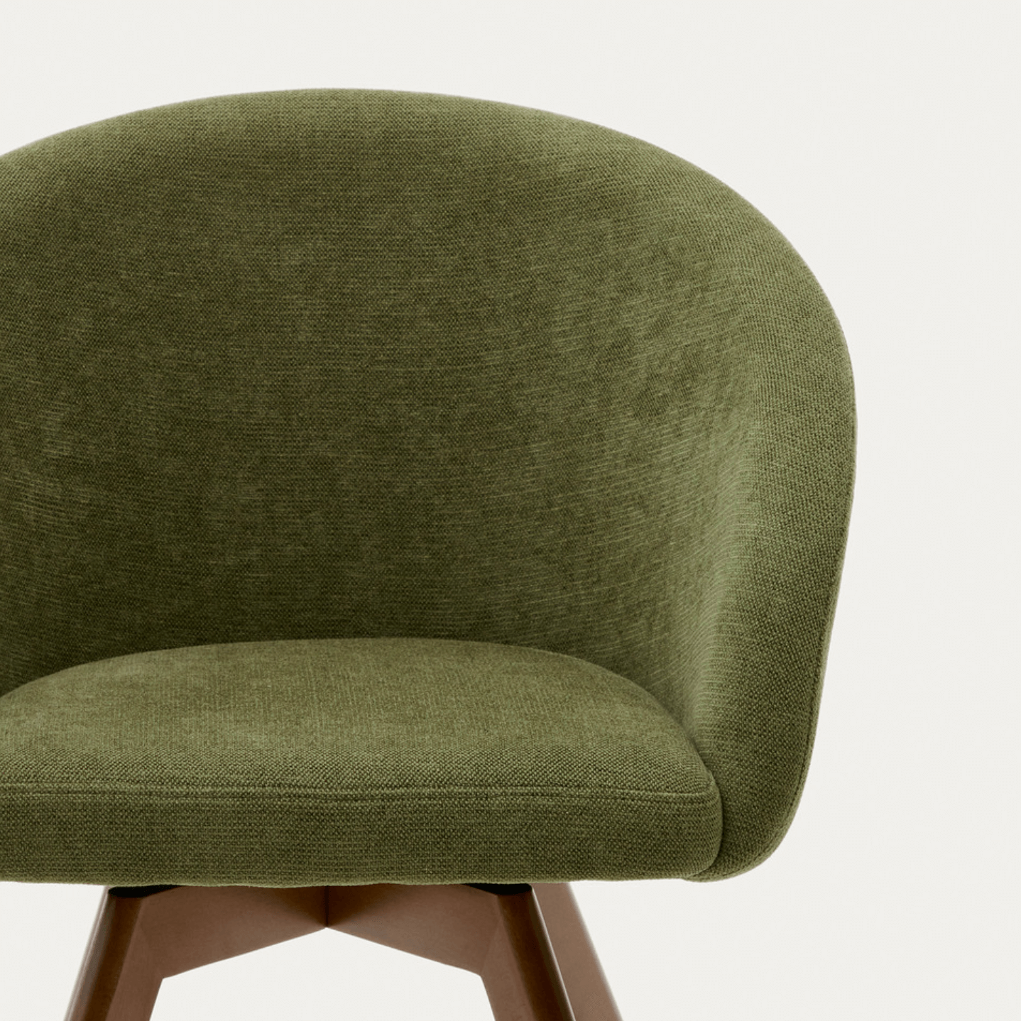 Chaise de salle à manger pivotante Mid-Century en noyer vert avec pieds en bois