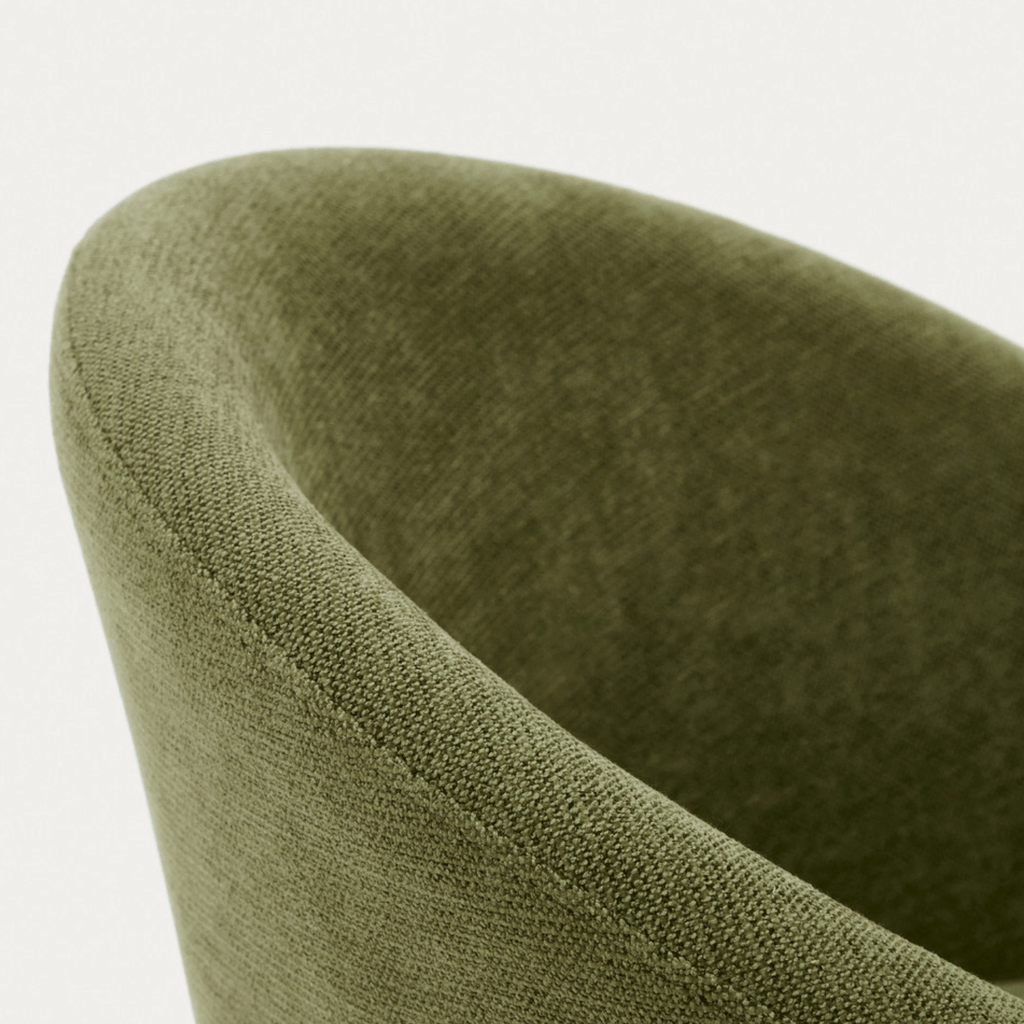 Chaise de salle à manger pivotante Mid-Century en noyer vert avec pieds en bois