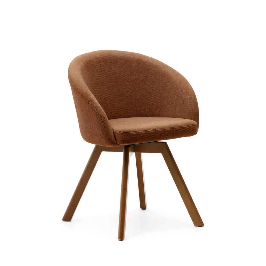 Chaise de salle à manger pivotante en noyer avec pieds en bois de style Mid-Century