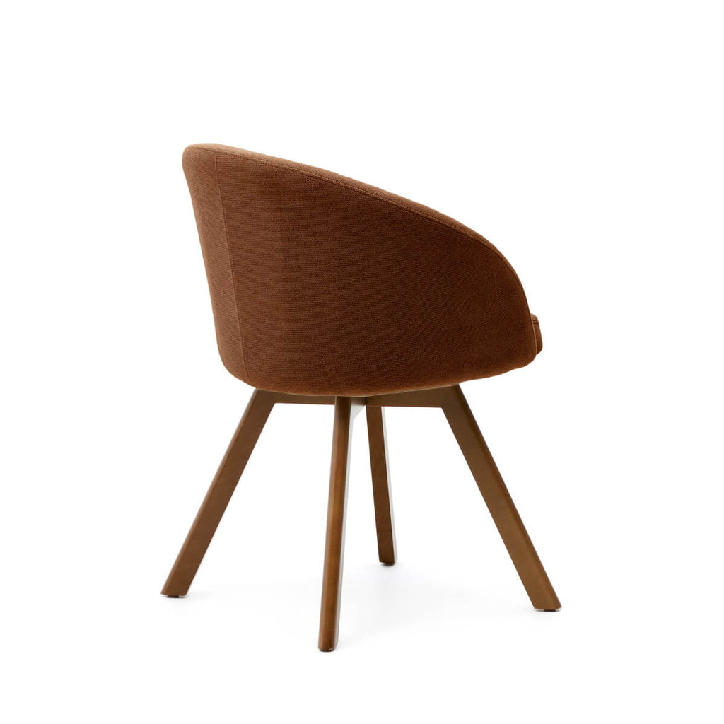 Chaise de salle à manger pivotante en noyer avec pieds en bois de style Mid-Century