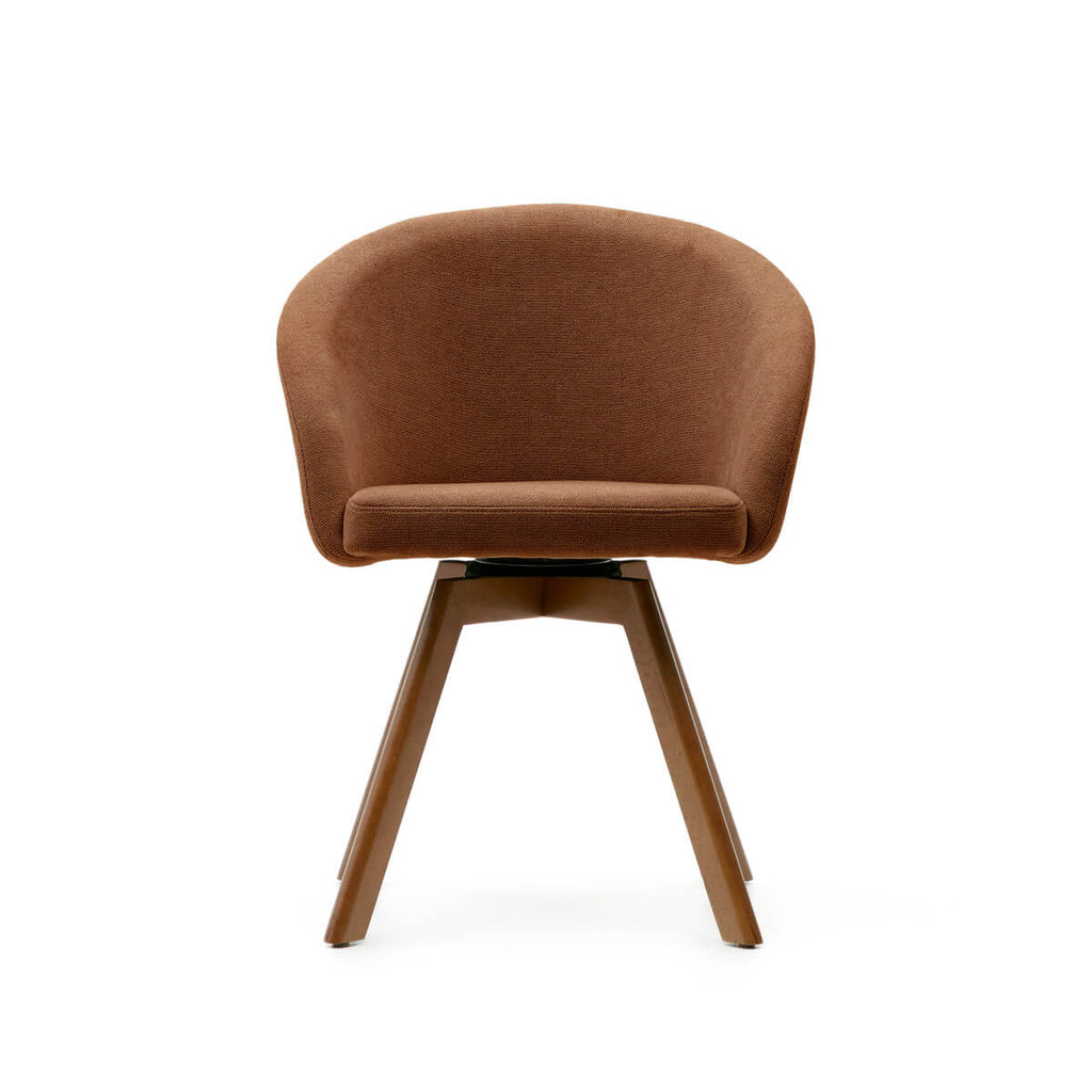Chaise de salle à manger pivotante en noyer avec pieds en bois de style Mid-Century