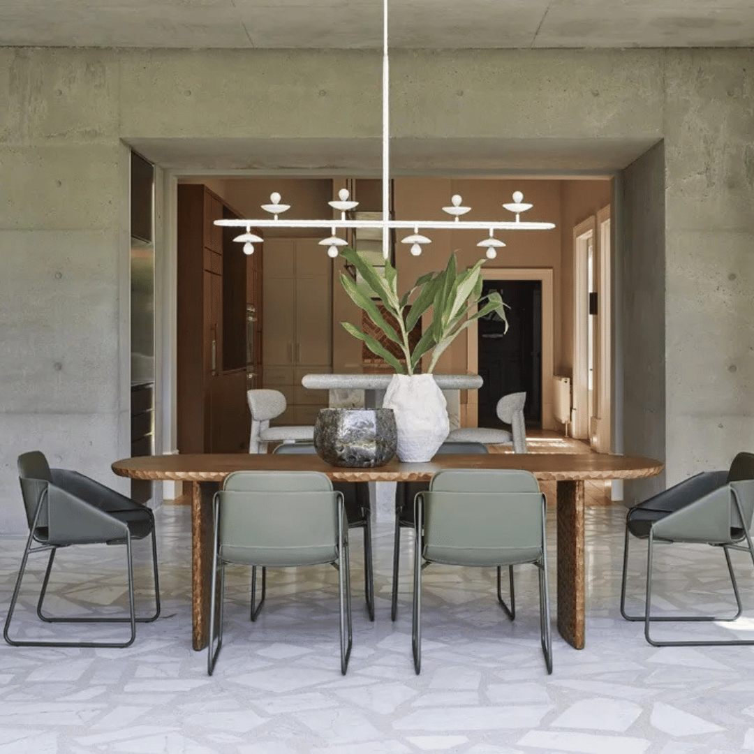 Chaise de salle à manger industrielle en cuir vert avec revêtement en tissu