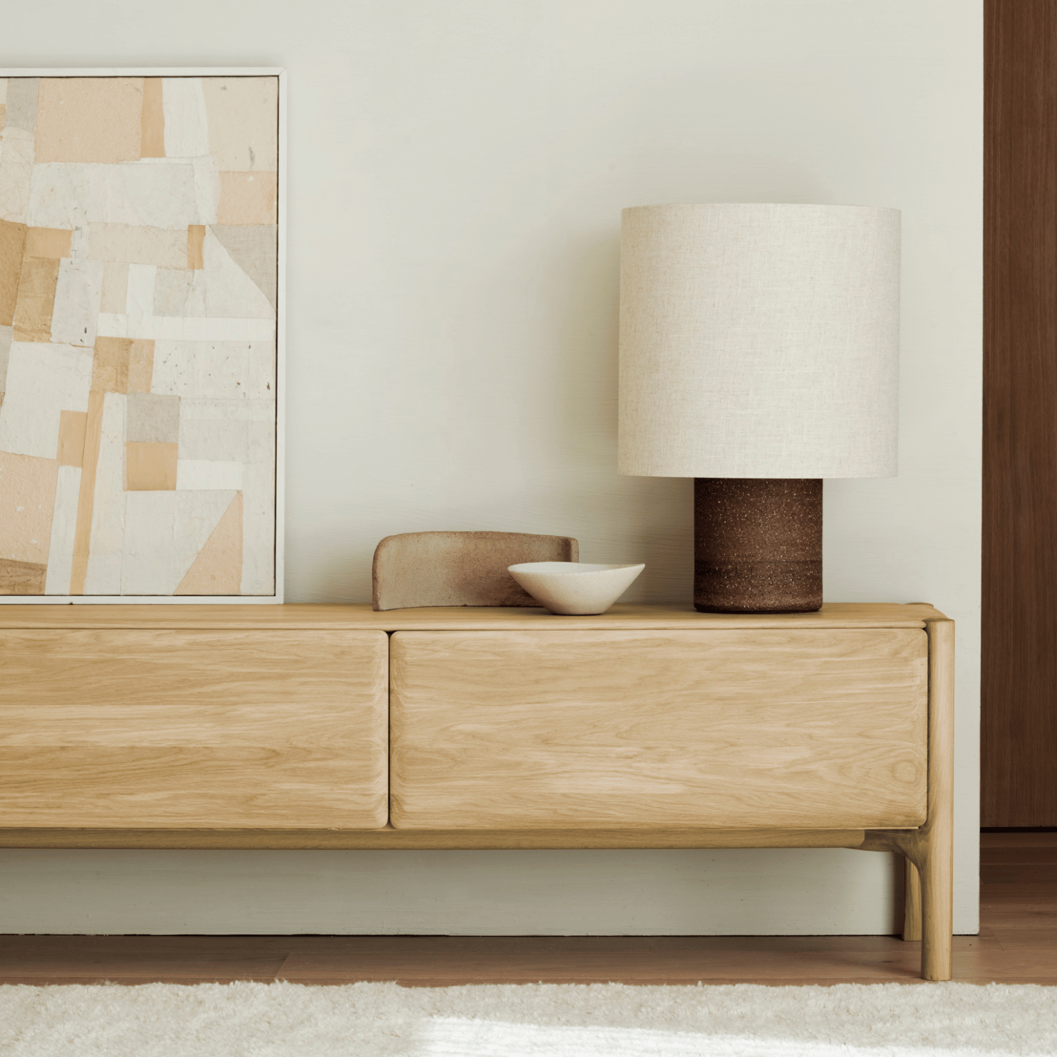 Meuble TV moderne en chêne avec rangement pour salon