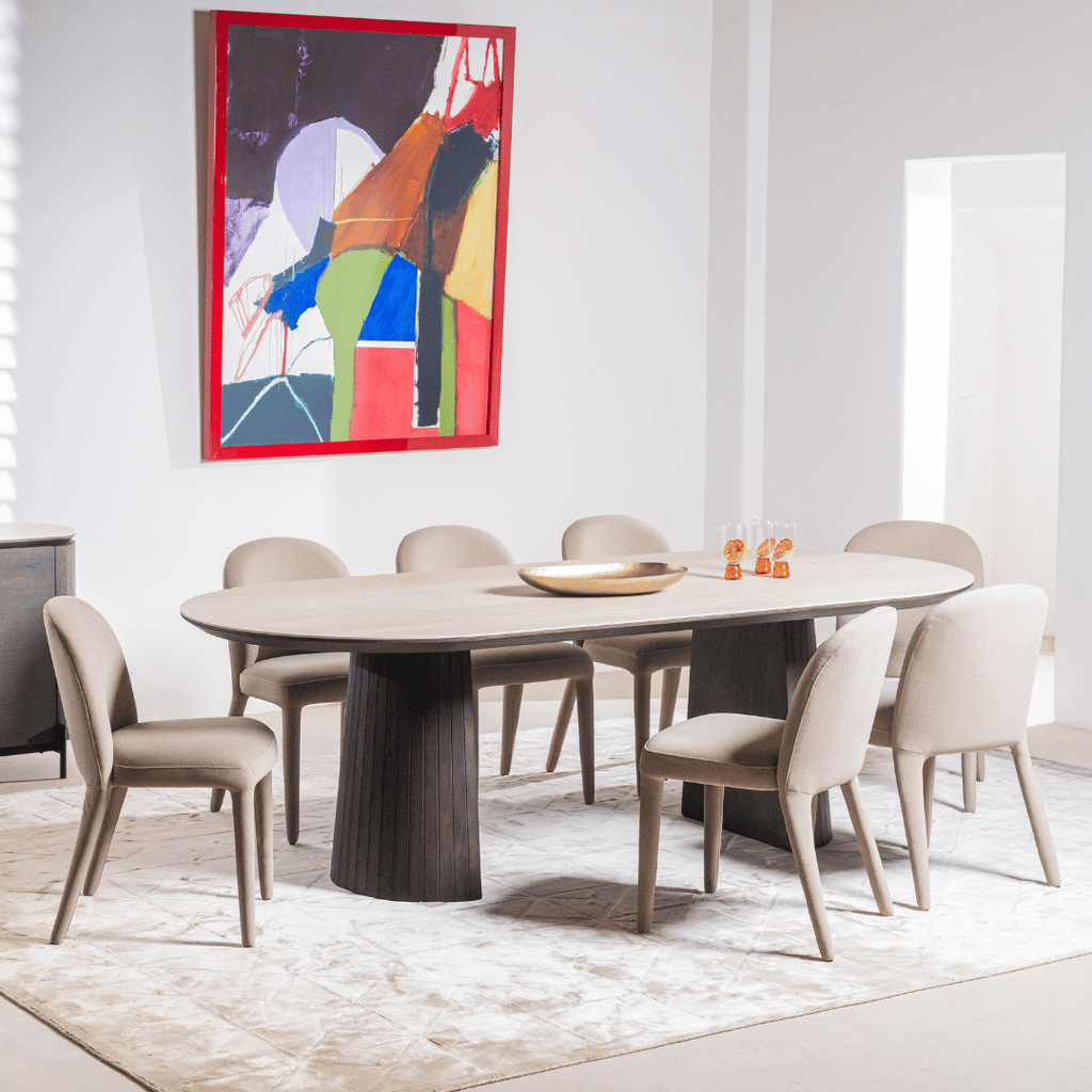 Chaise de salle à manger minimaliste en lin couleur sable