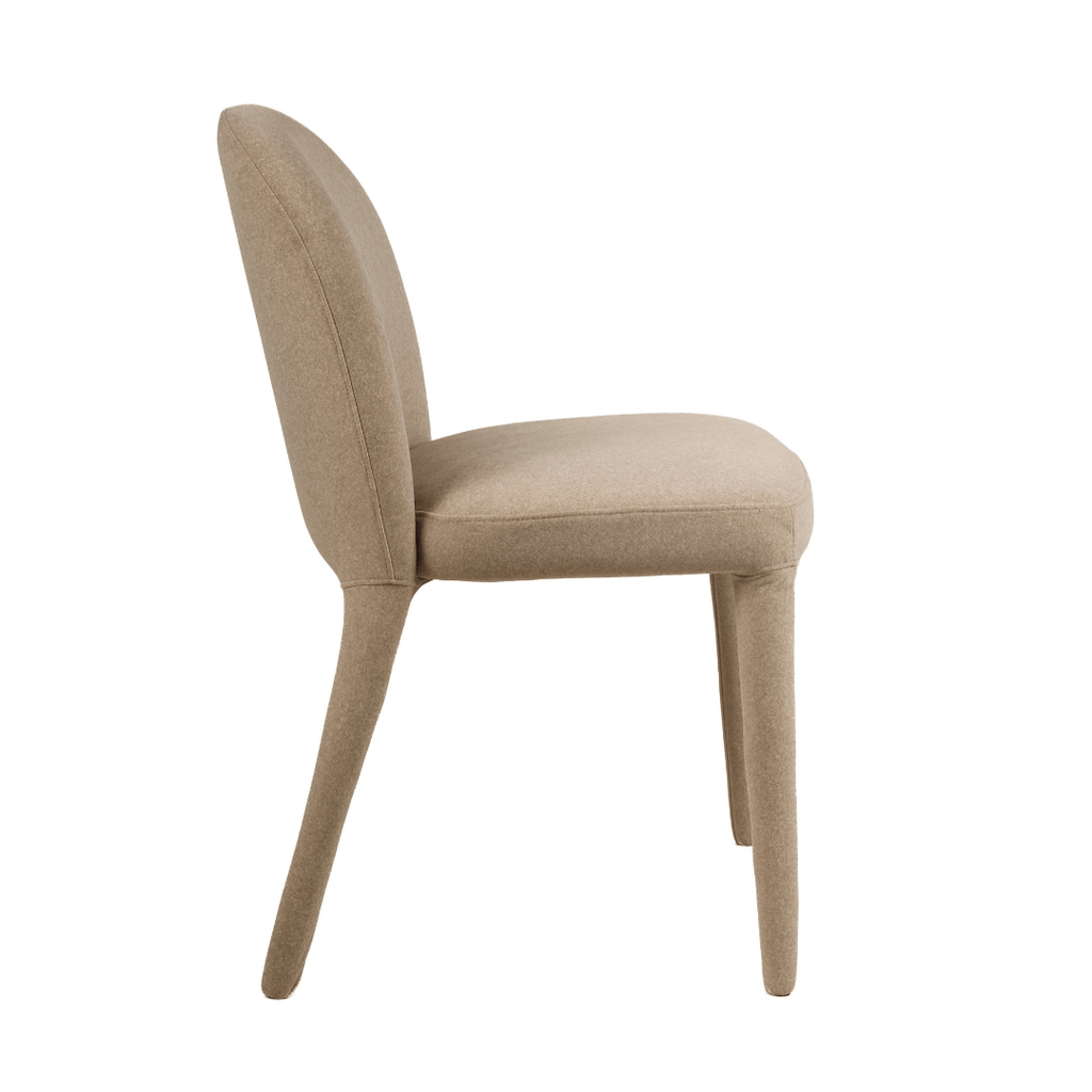 Chaise de salle à manger minimaliste en lin couleur sable