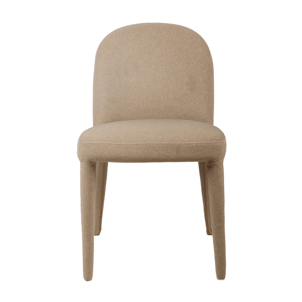 Chaise de salle à manger minimaliste en lin couleur sable