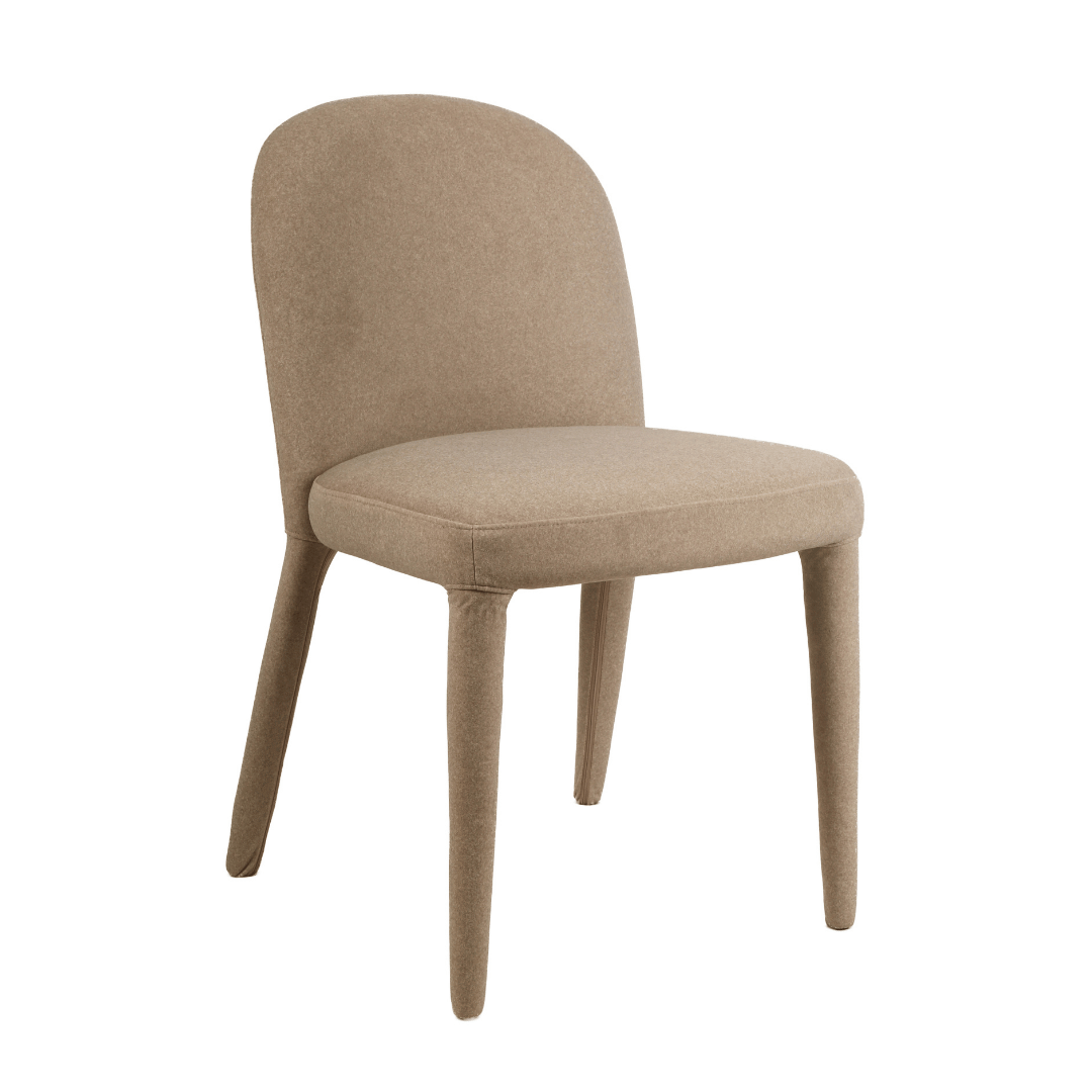 Chaise de salle à manger minimaliste en lin couleur sable