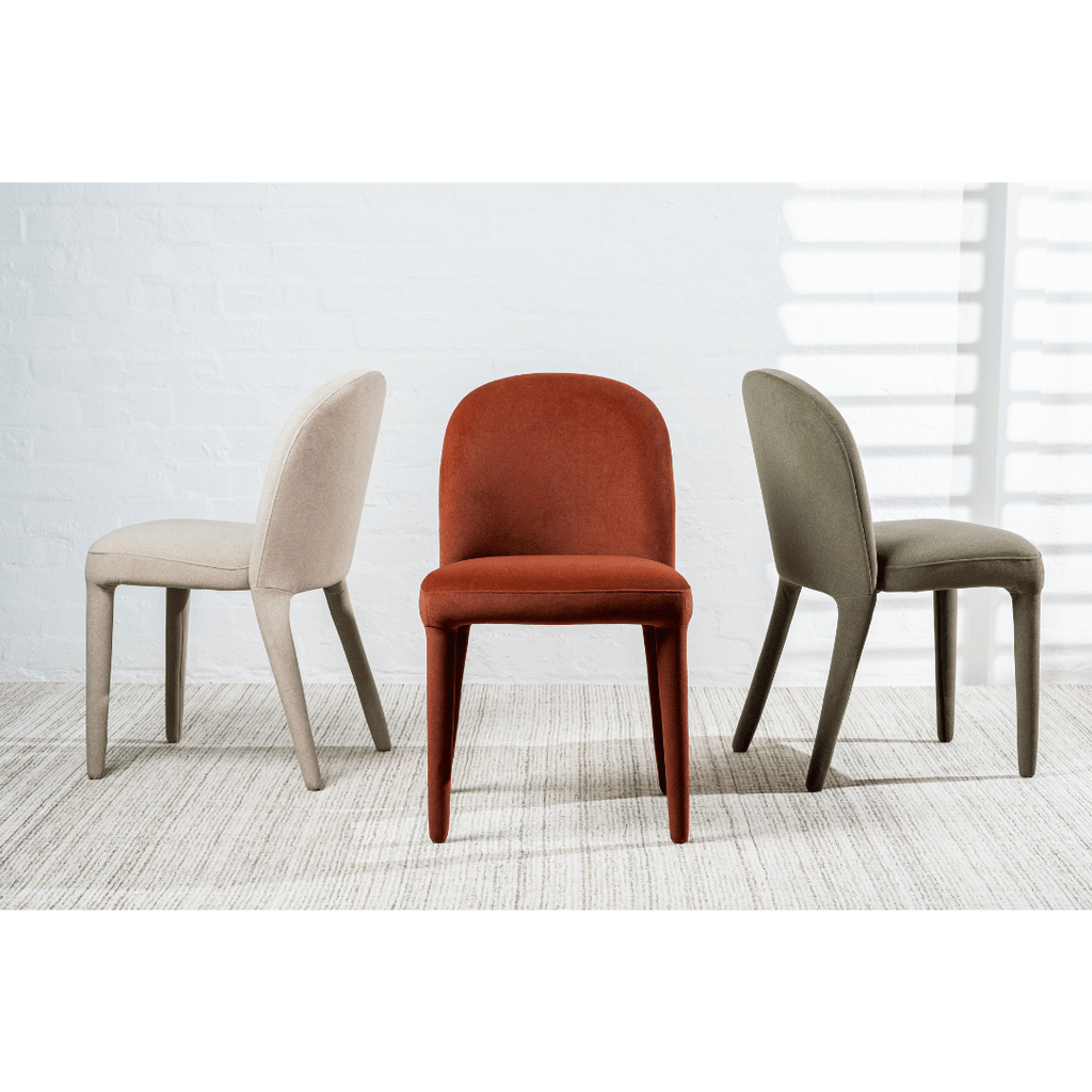 Chaise de salle à manger minimaliste en lin couleur sable