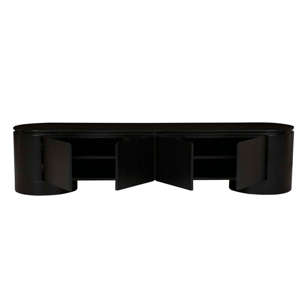 Meuble TV minimaliste en chêne noir pour salon