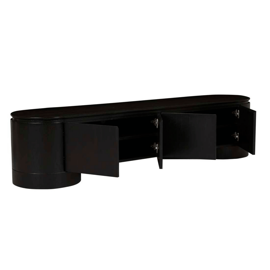 Meuble TV minimaliste en chêne noir pour salon