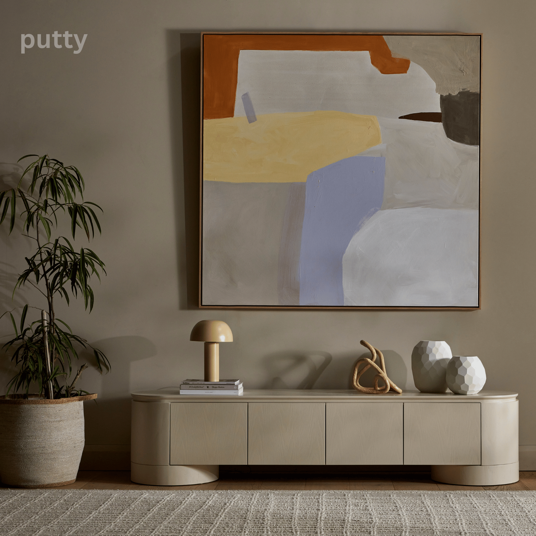 Meuble TV minimaliste en chêne noir pour salon