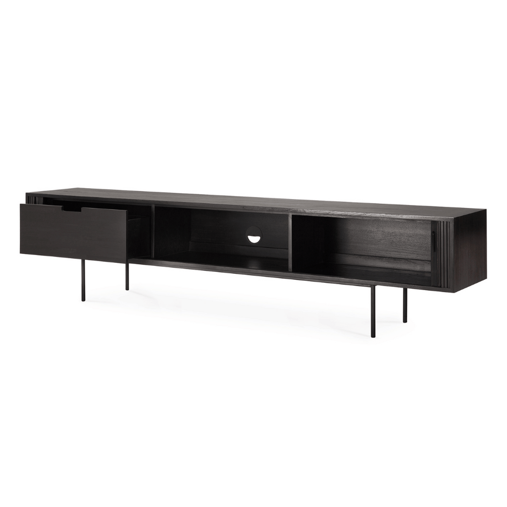Meuble TV marron foncé avec rangement pour salon