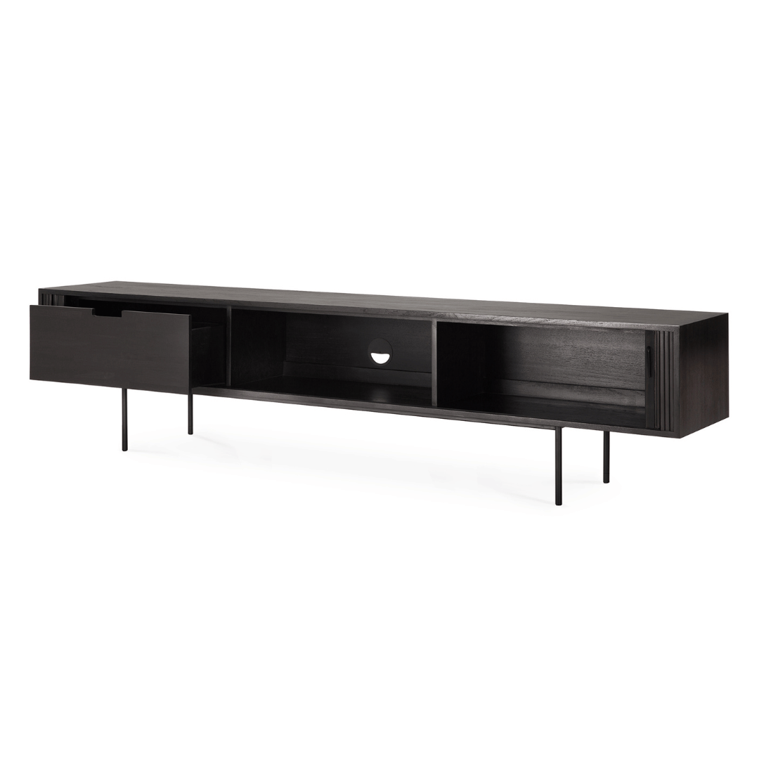 Meuble TV marron foncé avec rangement pour salon