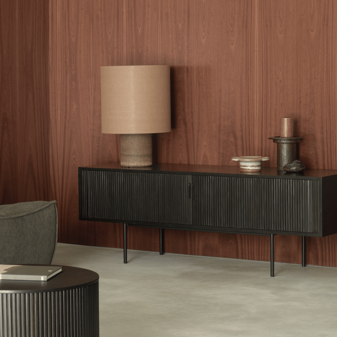 Meuble TV marron foncé avec rangement pour salon