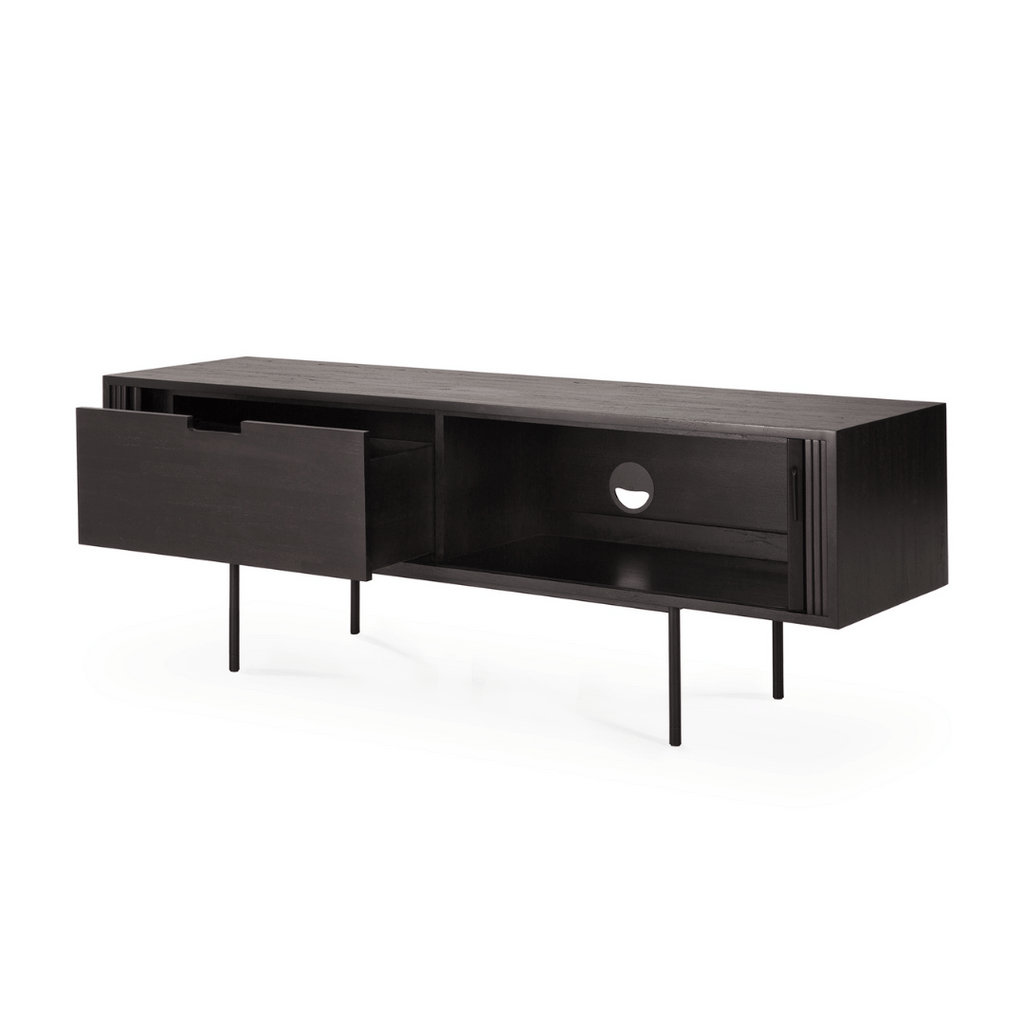 Meuble TV marron foncé avec rangement pour salon