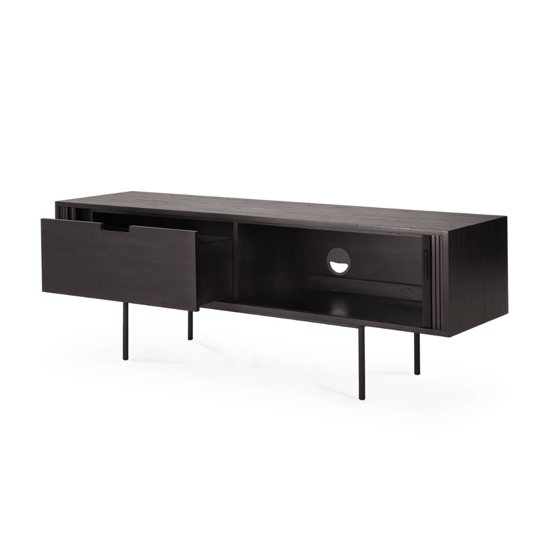 Meuble TV marron foncé avec rangement pour salon