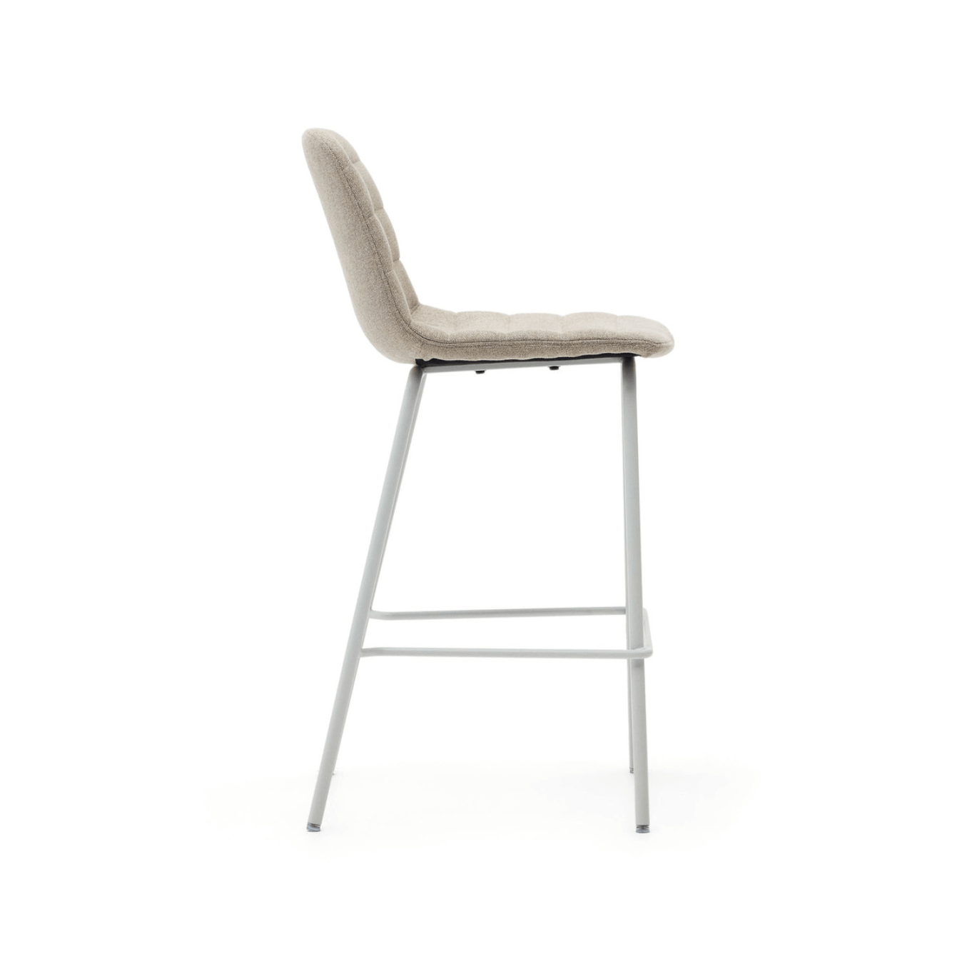 Tabouret de bar en acier beige de style Mid-Century avec revêtement en tissu pour cuisine