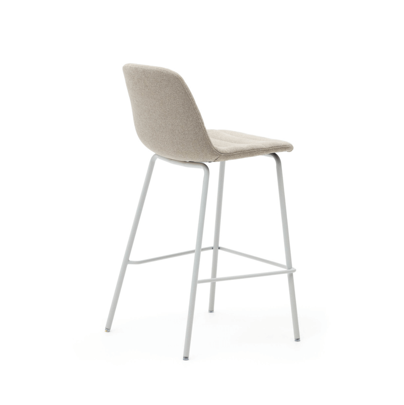 Tabouret de bar en acier beige de style Mid-Century avec revêtement en tissu pour cuisine