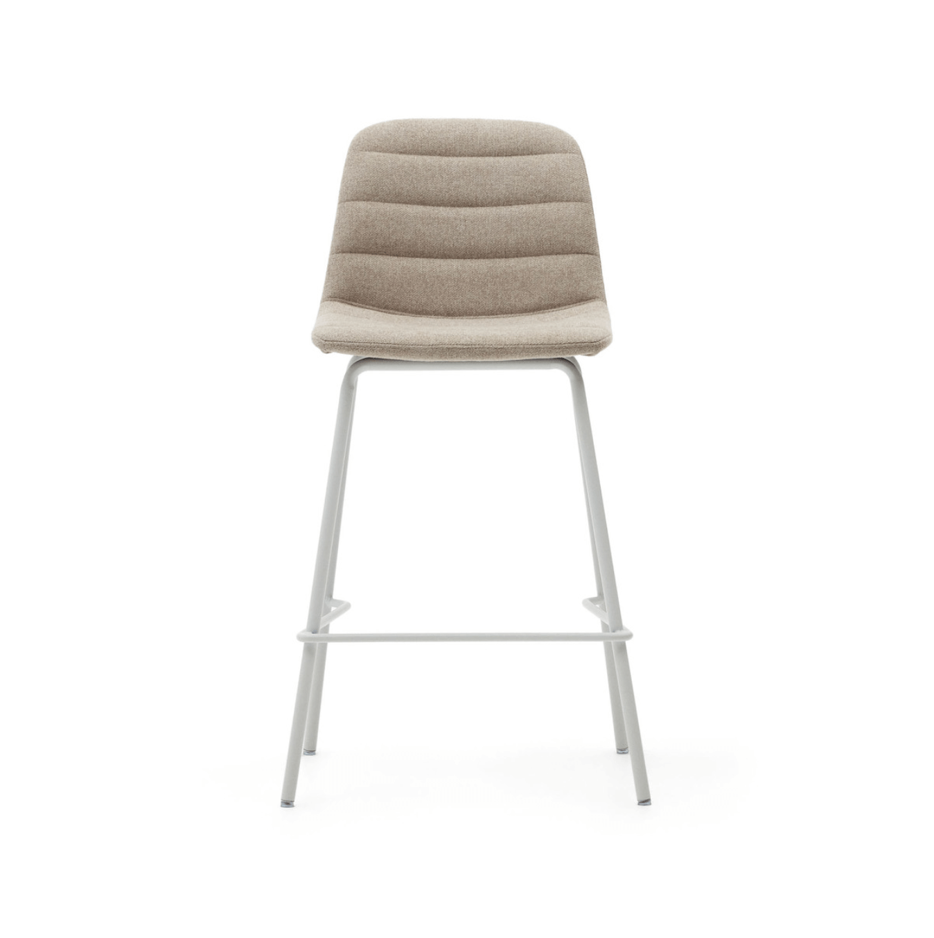 Tabouret de bar en acier beige de style Mid-Century avec revêtement en tissu pour cuisine