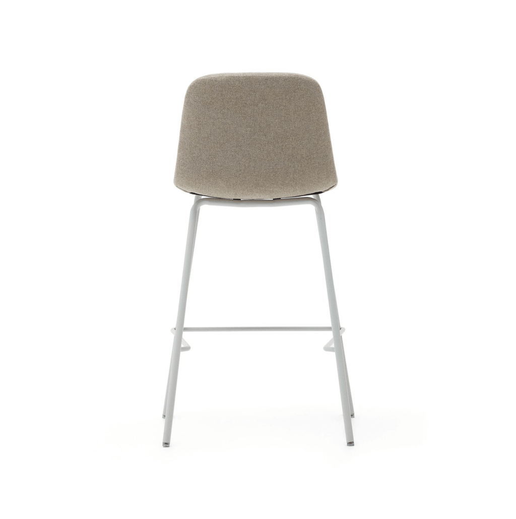 Tabouret de bar en acier beige de style Mid-Century avec revêtement en tissu pour cuisine