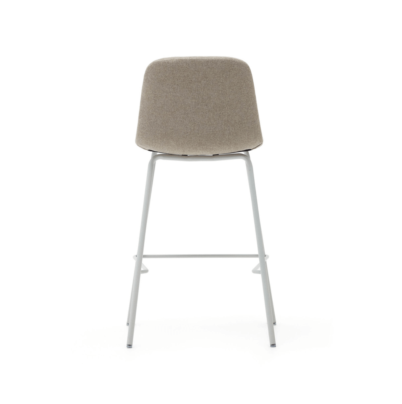 Tabouret de bar en acier beige de style Mid-Century avec revêtement en tissu pour cuisine