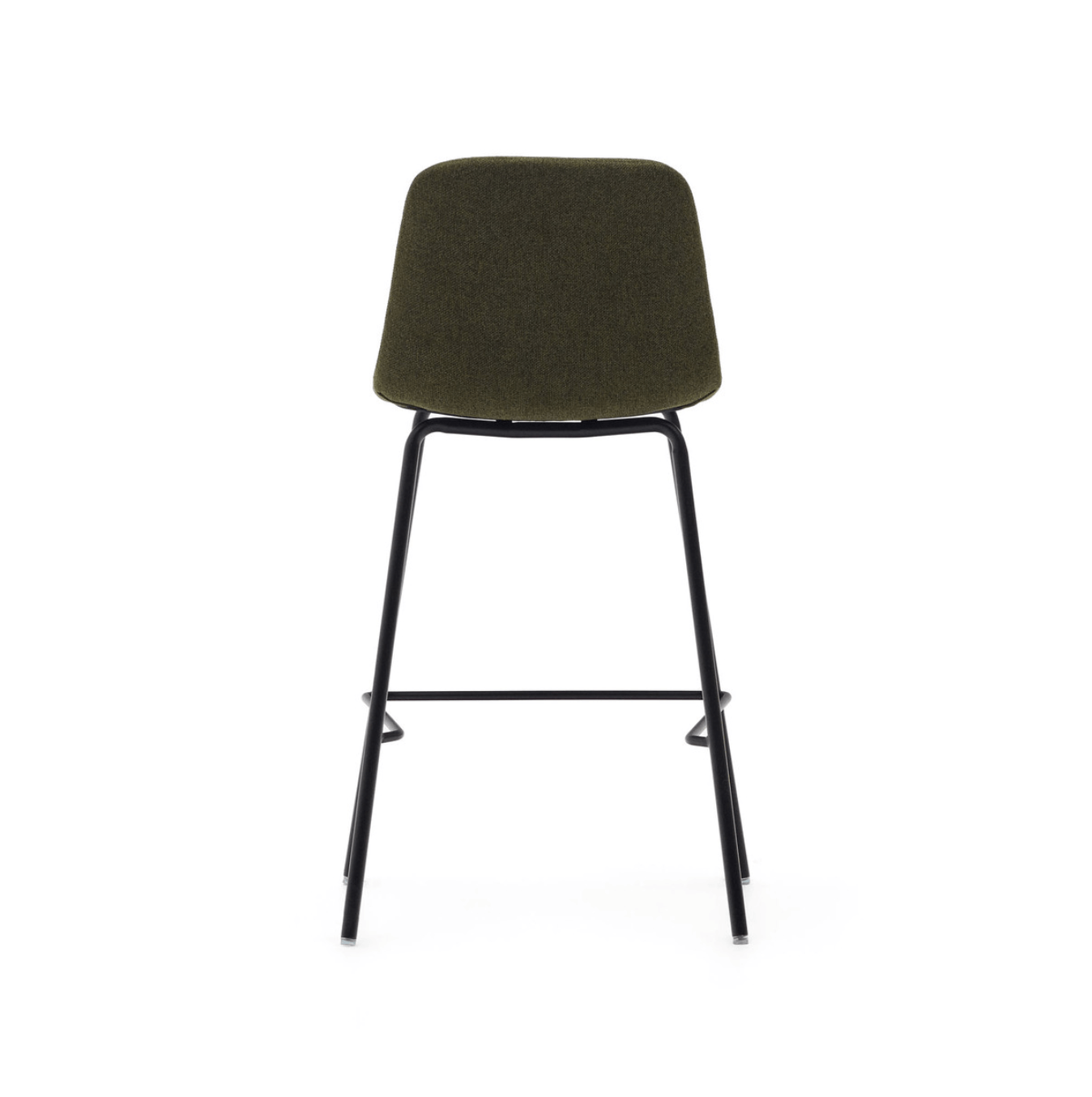 Tabouret de bar de cuisine vert en acier du milieu du siècle avec rembourrage