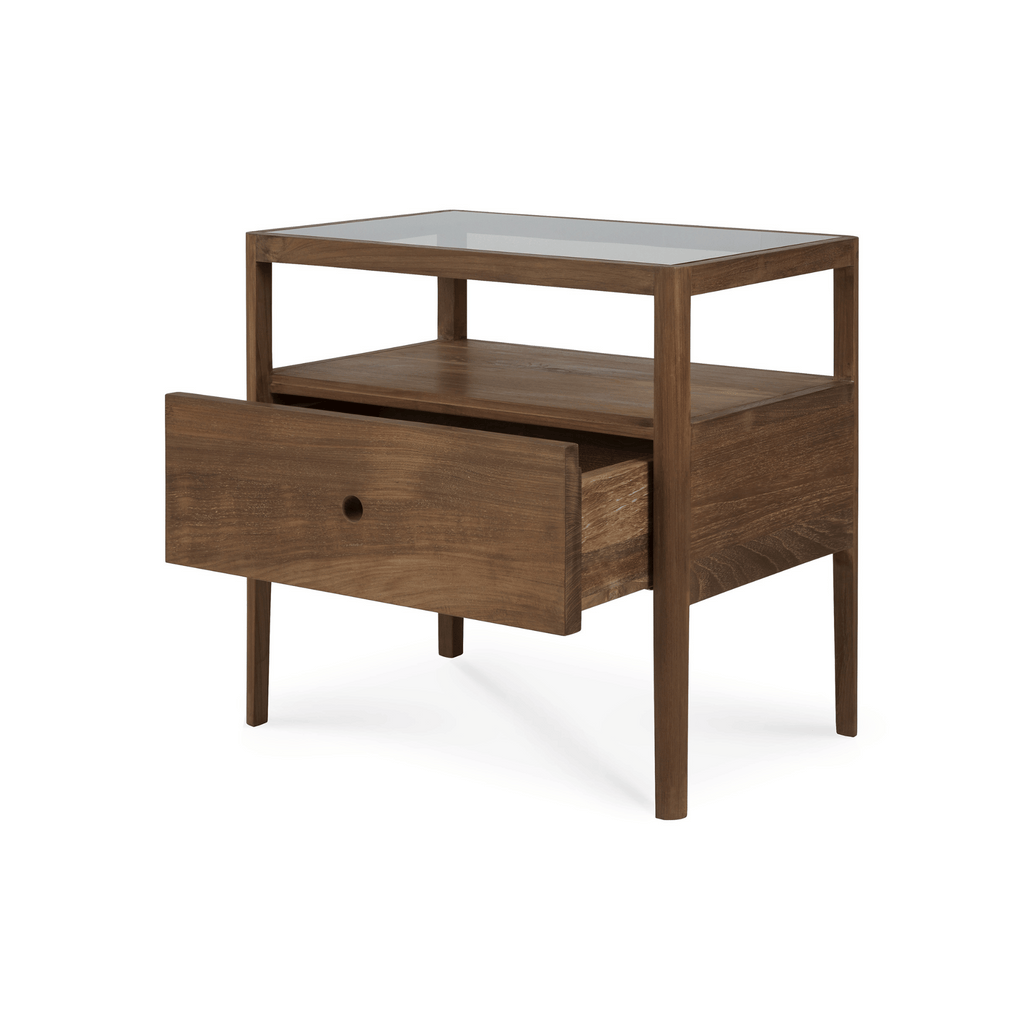 Table de chevet traditionnelle en bois naturel pour chambre à coucher
