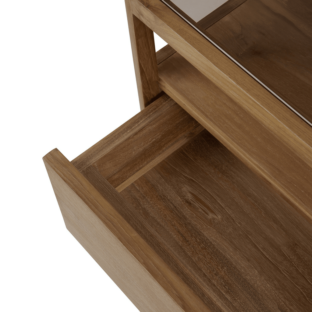 Table de chevet traditionnelle en bois naturel pour chambre à coucher