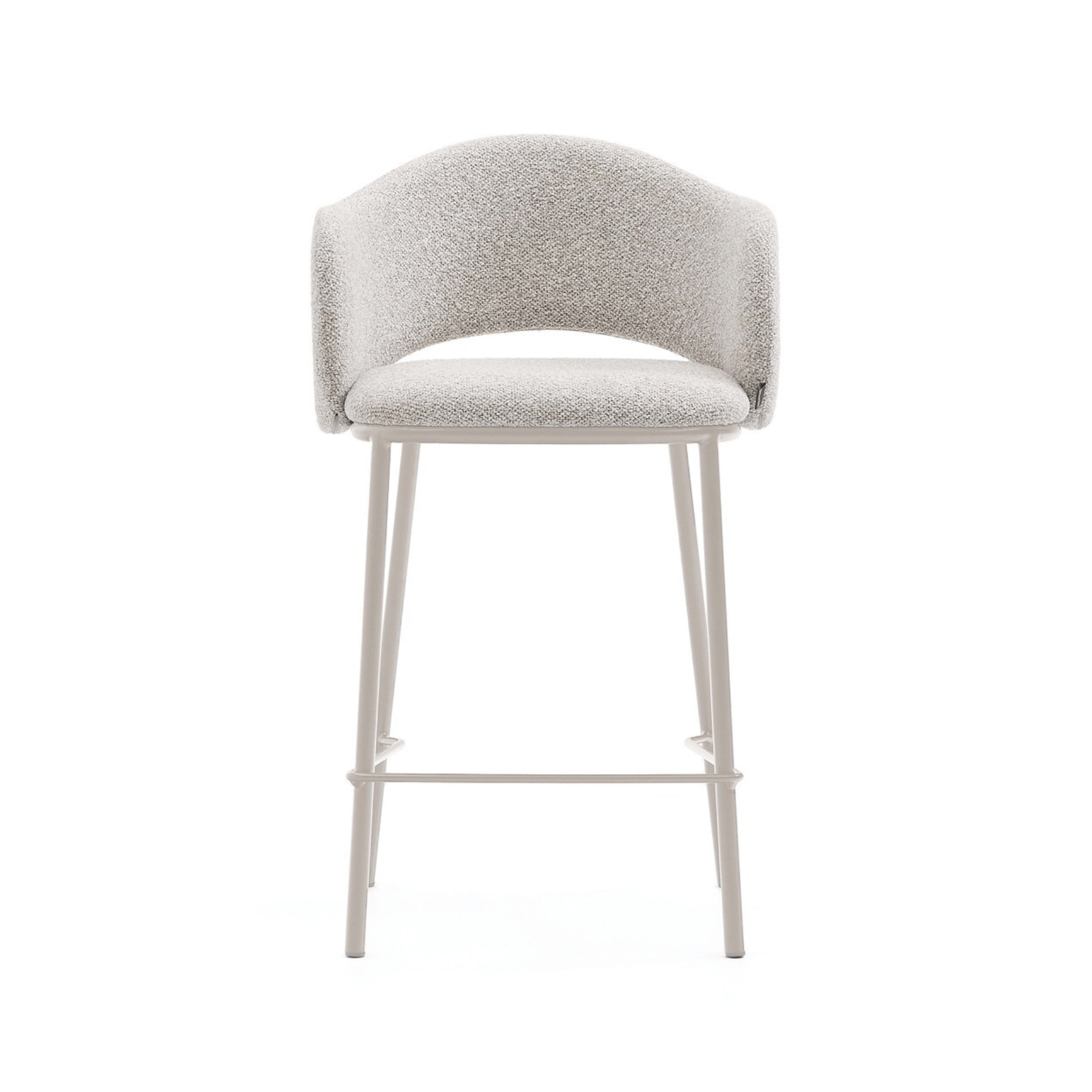Tabouret de bar moderne en chenille gris tourterelle avec mousse haute densité et dossier incurvé pour cuisine