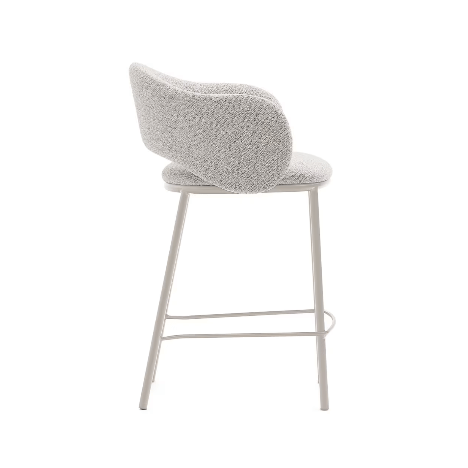 Tabouret de bar moderne en chenille gris tourterelle avec mousse haute densité et dossier incurvé pour cuisine