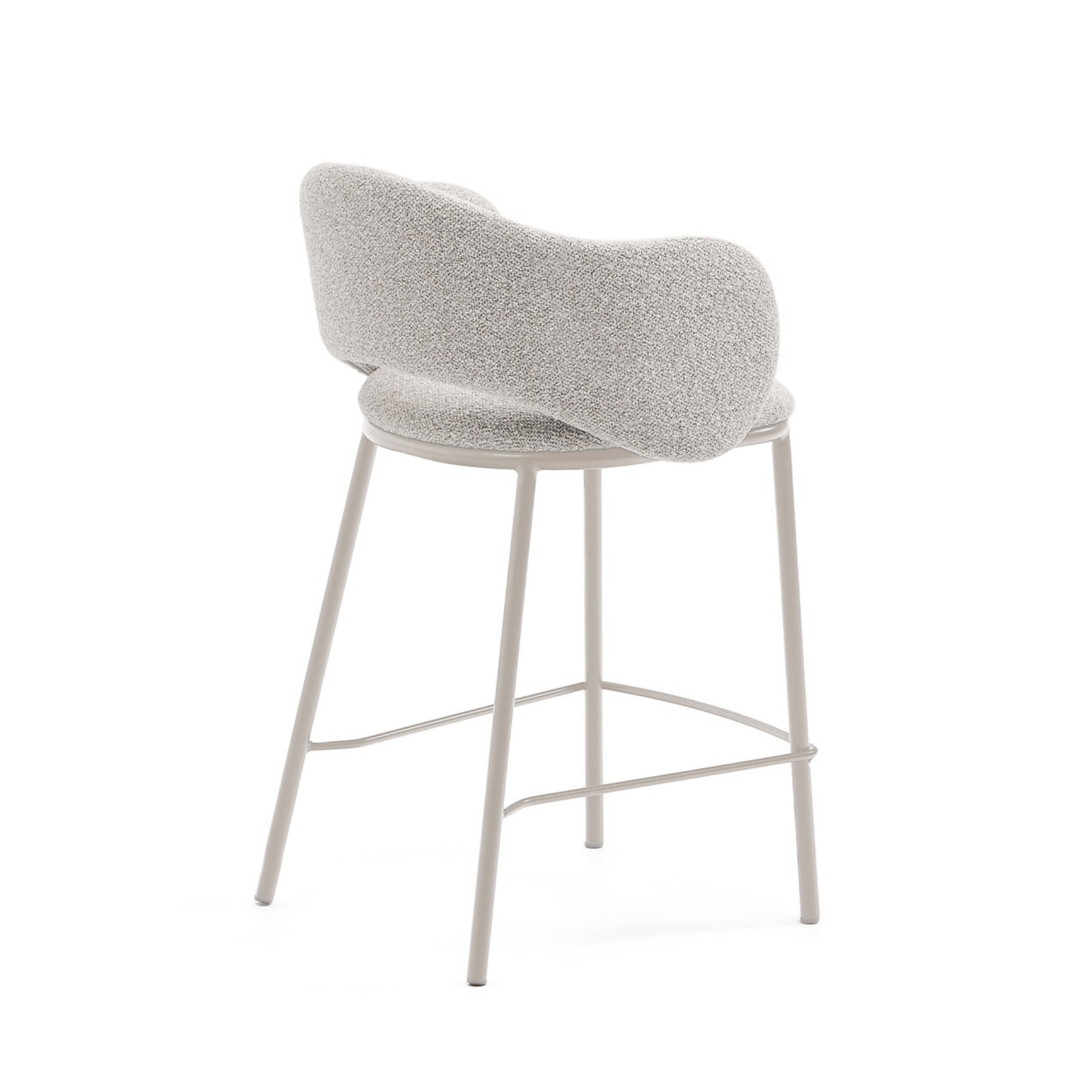 Tabouret de bar moderne en chenille gris tourterelle avec mousse haute densité et dossier incurvé pour cuisine