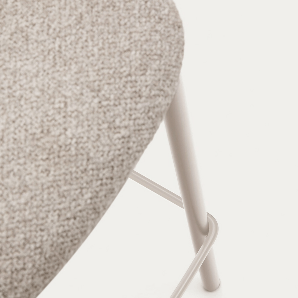 Tabouret de bar moderne en chenille gris tourterelle avec mousse haute densité et dossier incurvé pour cuisine