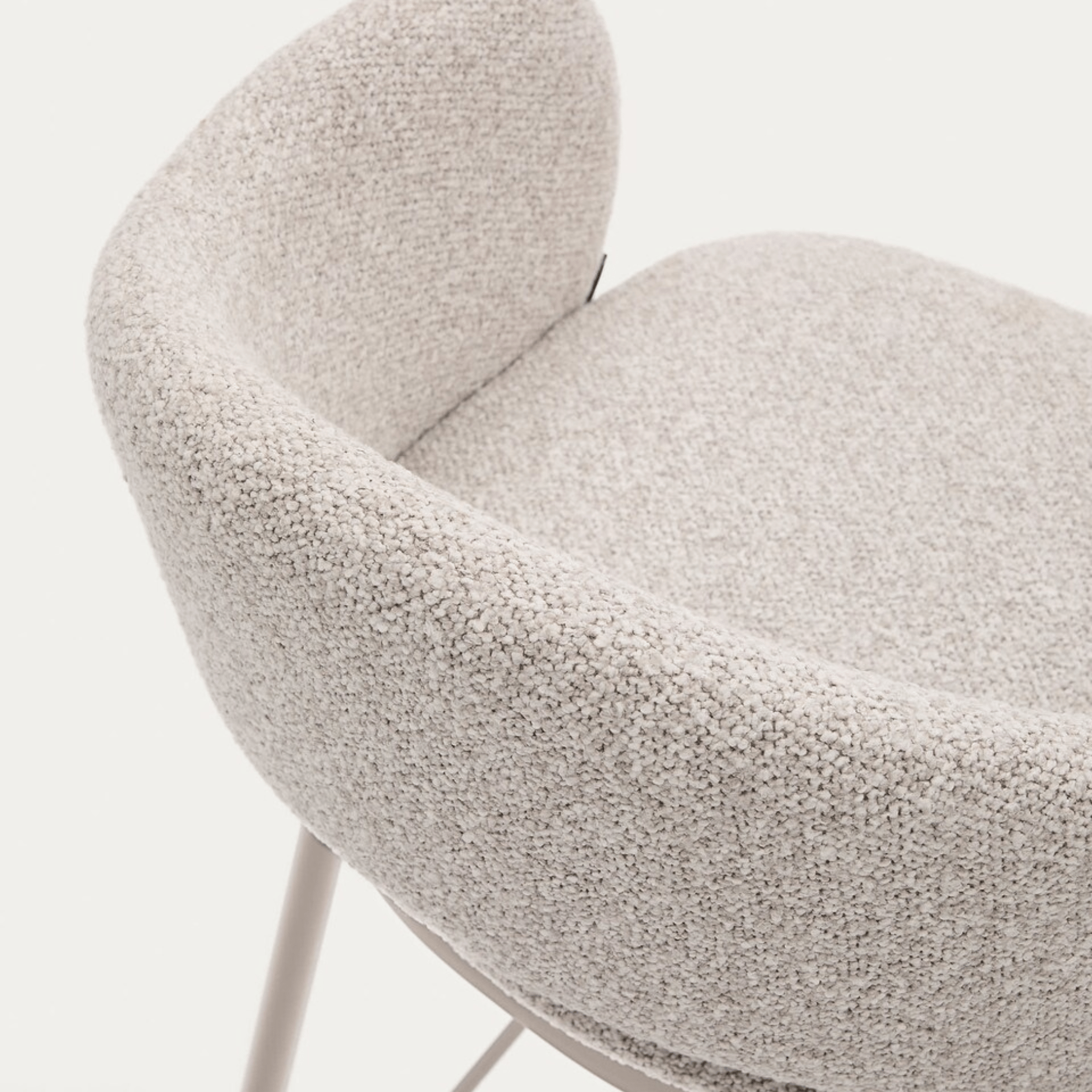 Tabouret de bar moderne en chenille gris tourterelle avec mousse haute densité et dossier incurvé pour cuisine